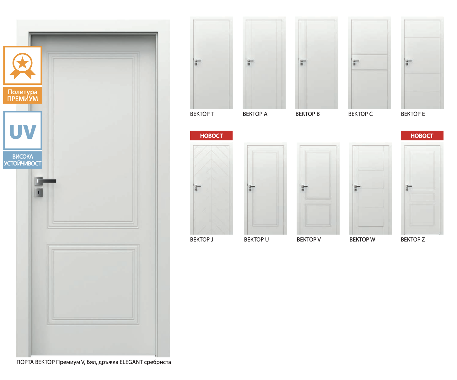 Класически интериорни врати Porta VECTOR Акрилна боя #12804